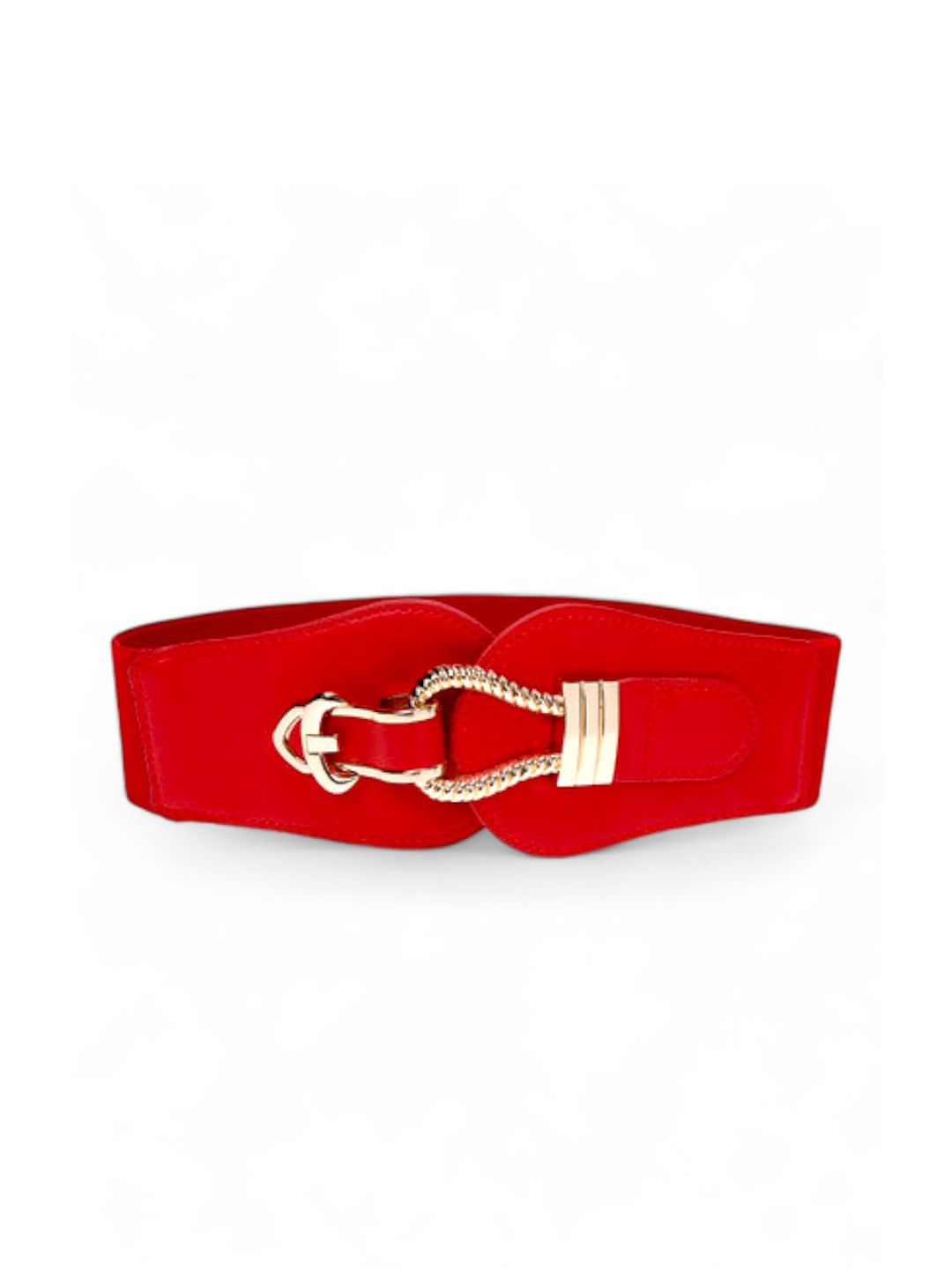 

REDHORNS Women Textured Interock Closure Belt, Red