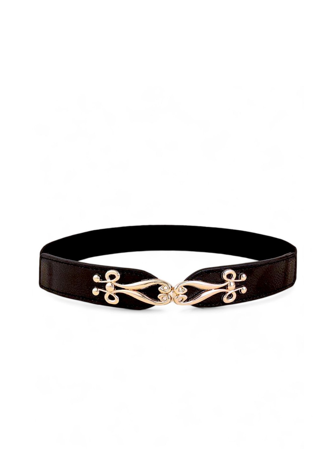 

REDHORNS Women Textured Interlock Closure Belt, Black