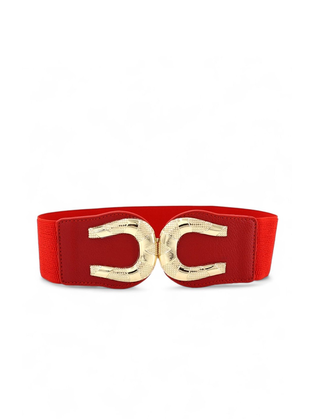 

REDHORNS Women Solid Interlock Closure Belt, Red