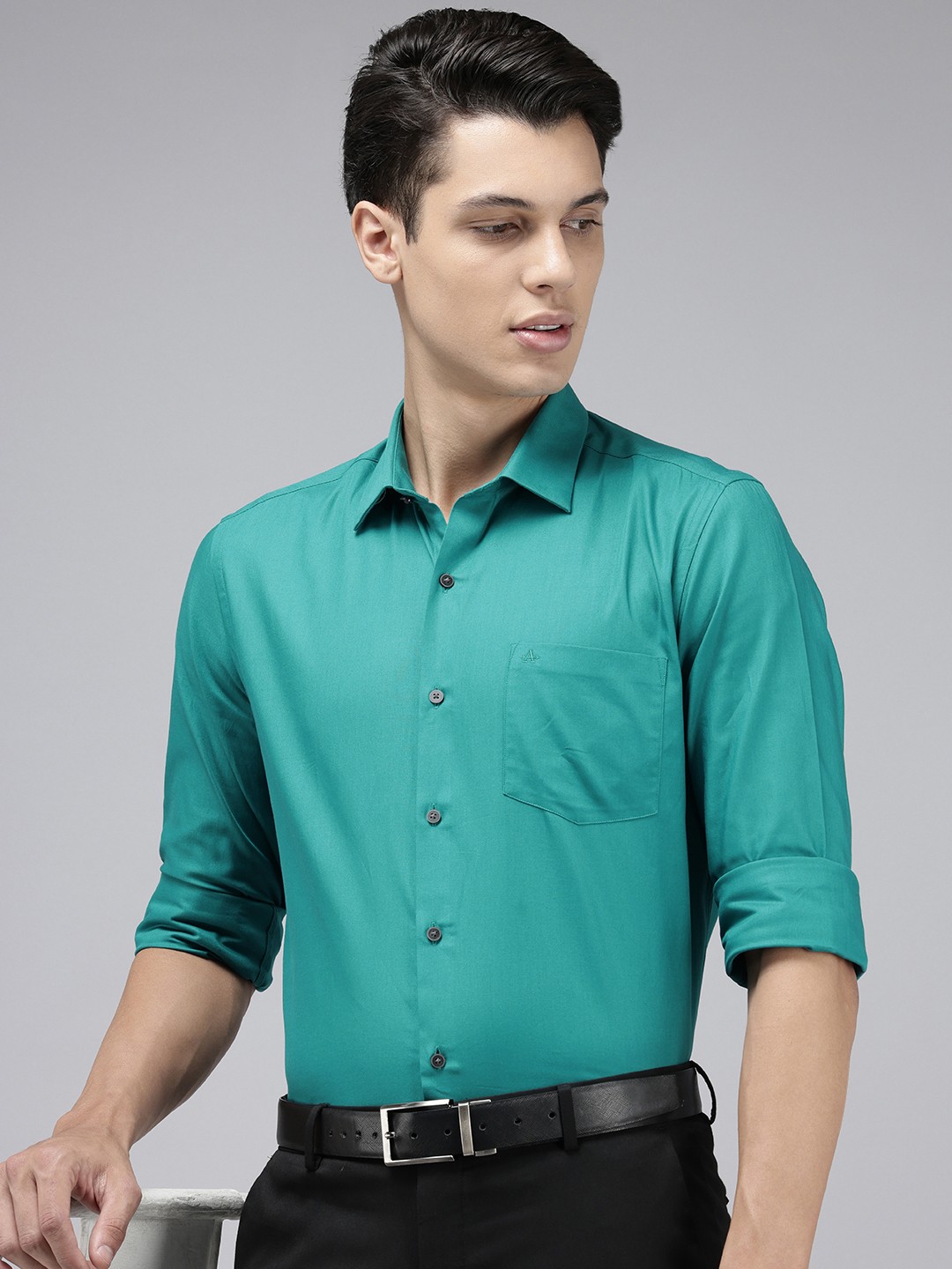 

Arrow Pure Cotton Manhattan Slim Fit Opaque Formal Shirt, Teal