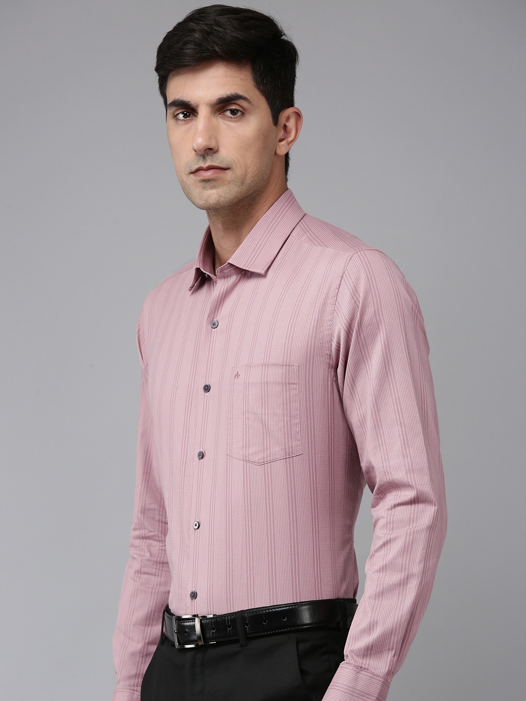 

Arrow Pure Cotton Manhattan Slim Fit Opaque Striped Formal Shirt, Mauve