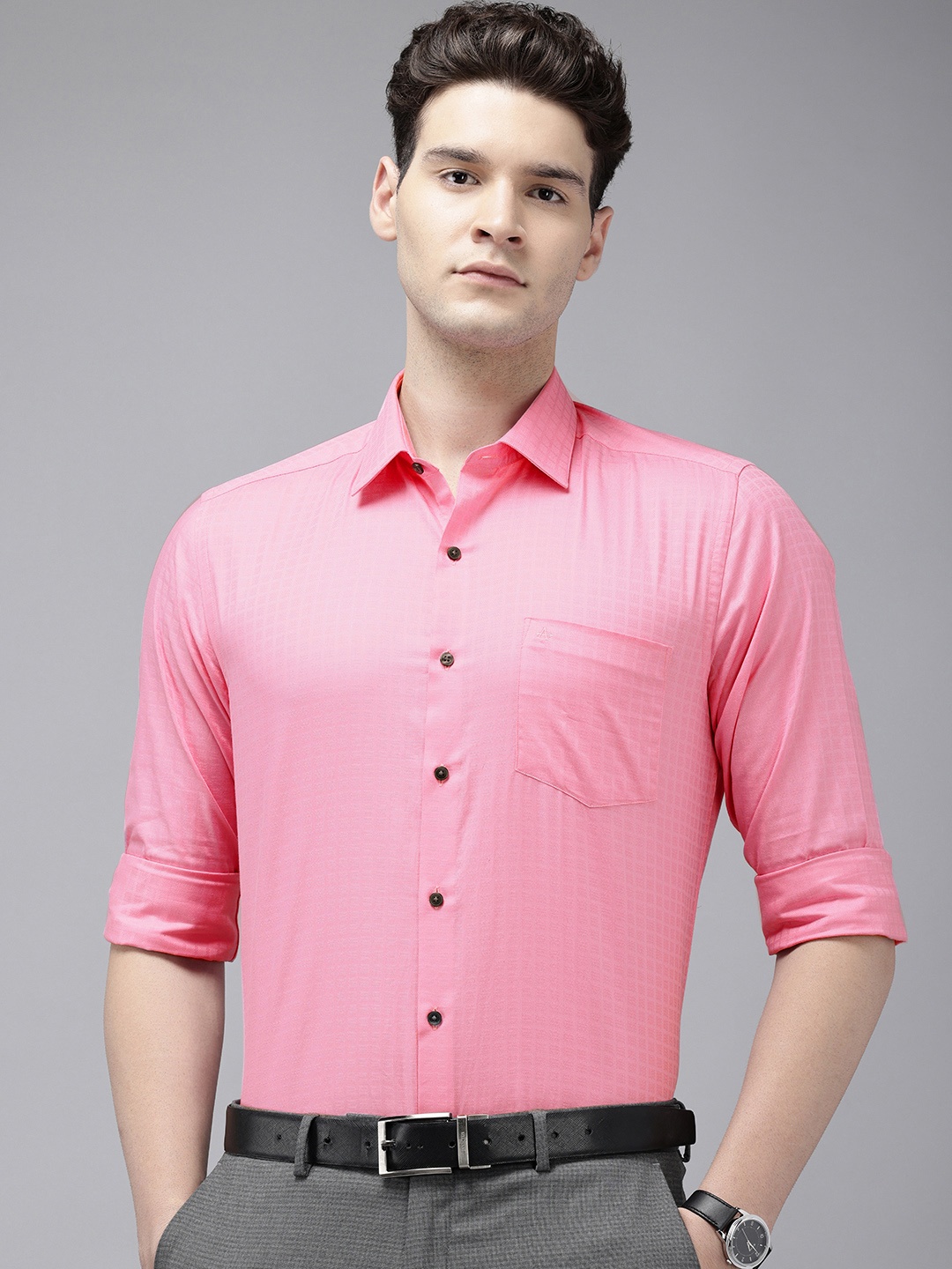 

Arrow Manhattan Slim Fit Opaque Pure Cotton Formal Shirt, Pink