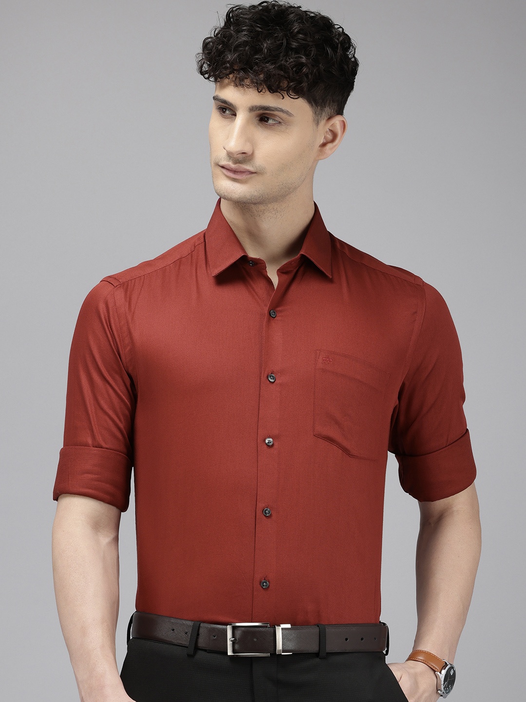 

Arrow Manhattan Self-Design Slim Fit Pure Cotton Formal Shirt, Rust