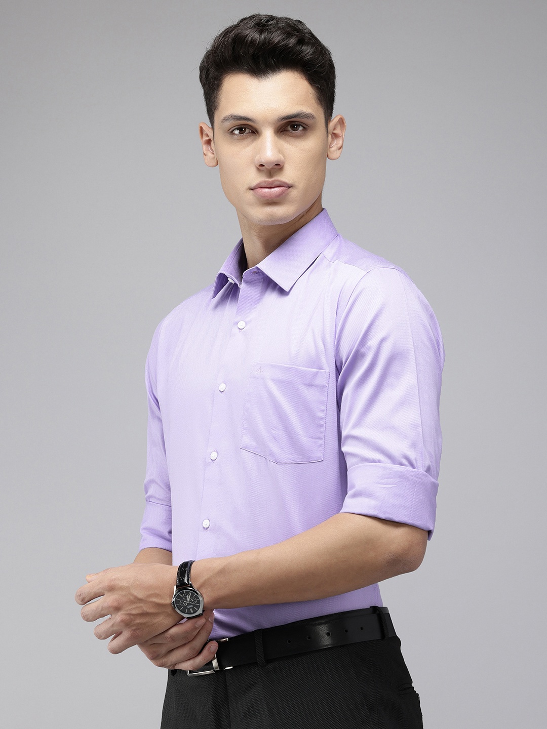 

Arrow Originals Manhattan Slim Fit Textured Pure Cotton Formal Shirt, Purple