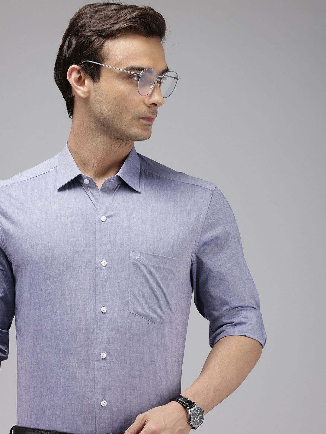 

Arrow Manhattan Slim Fit Cutaway Collar Pure Cotton Formal Shirt, Blue