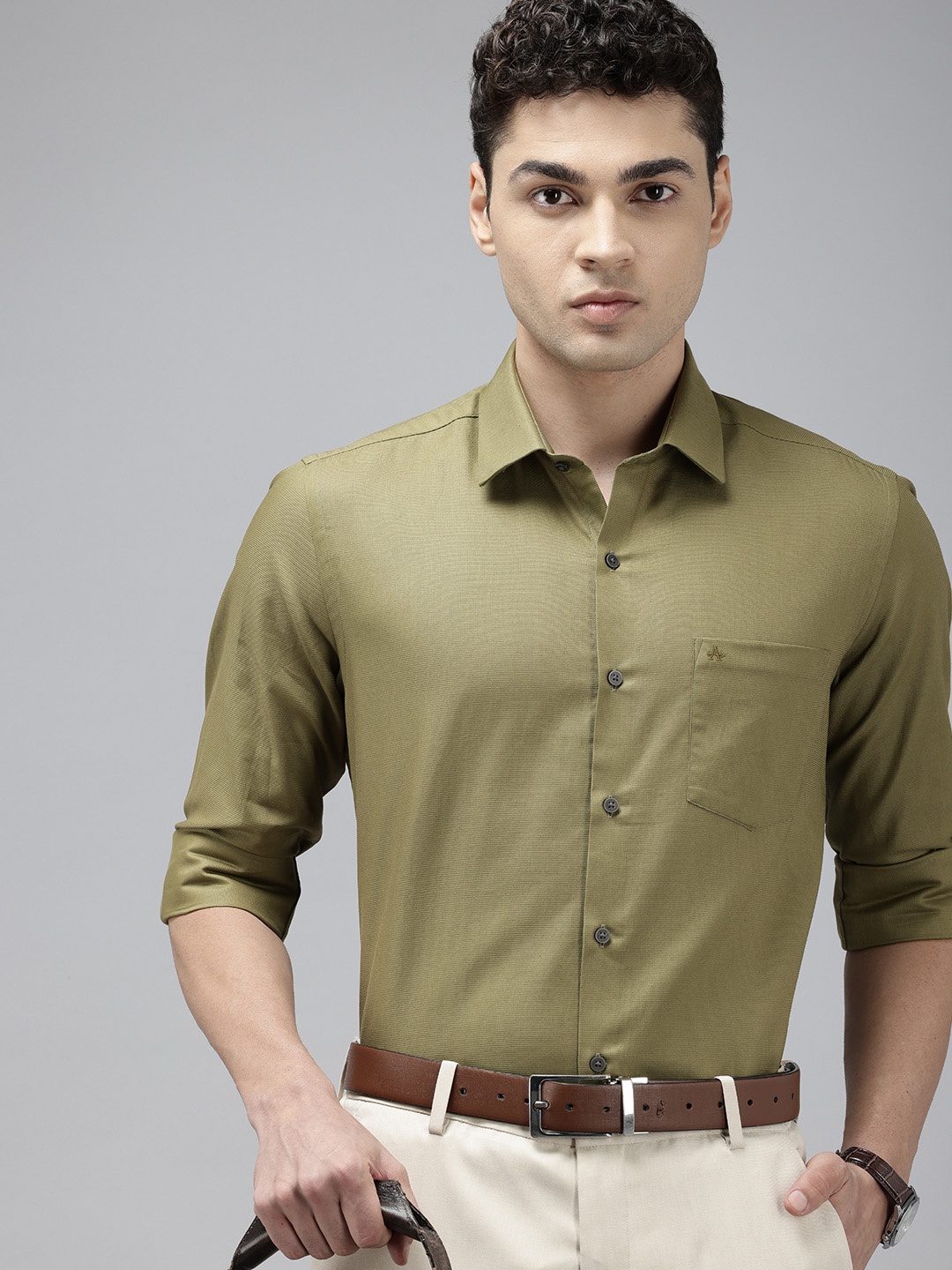 

Arrow Men Manhattan Slim Fit Opaque Formal Shirt, Green