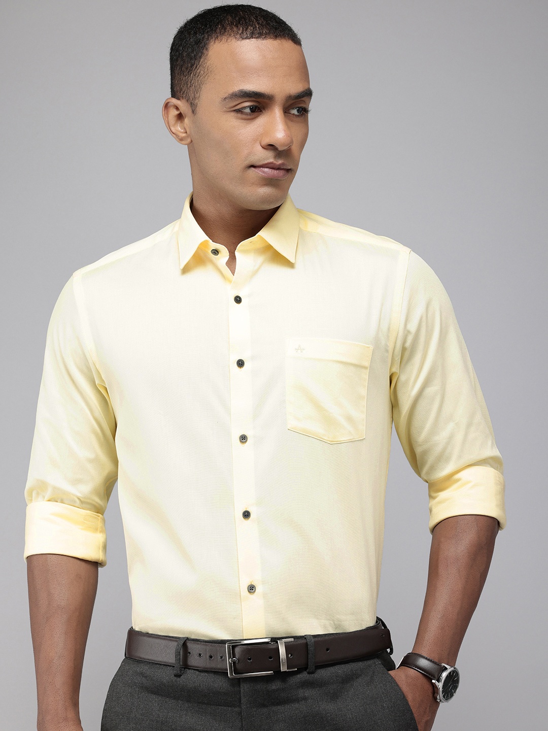

Arrow Originals Manhattan Slim Fit Textured Pure Cotton Formal Shirt, Yellow