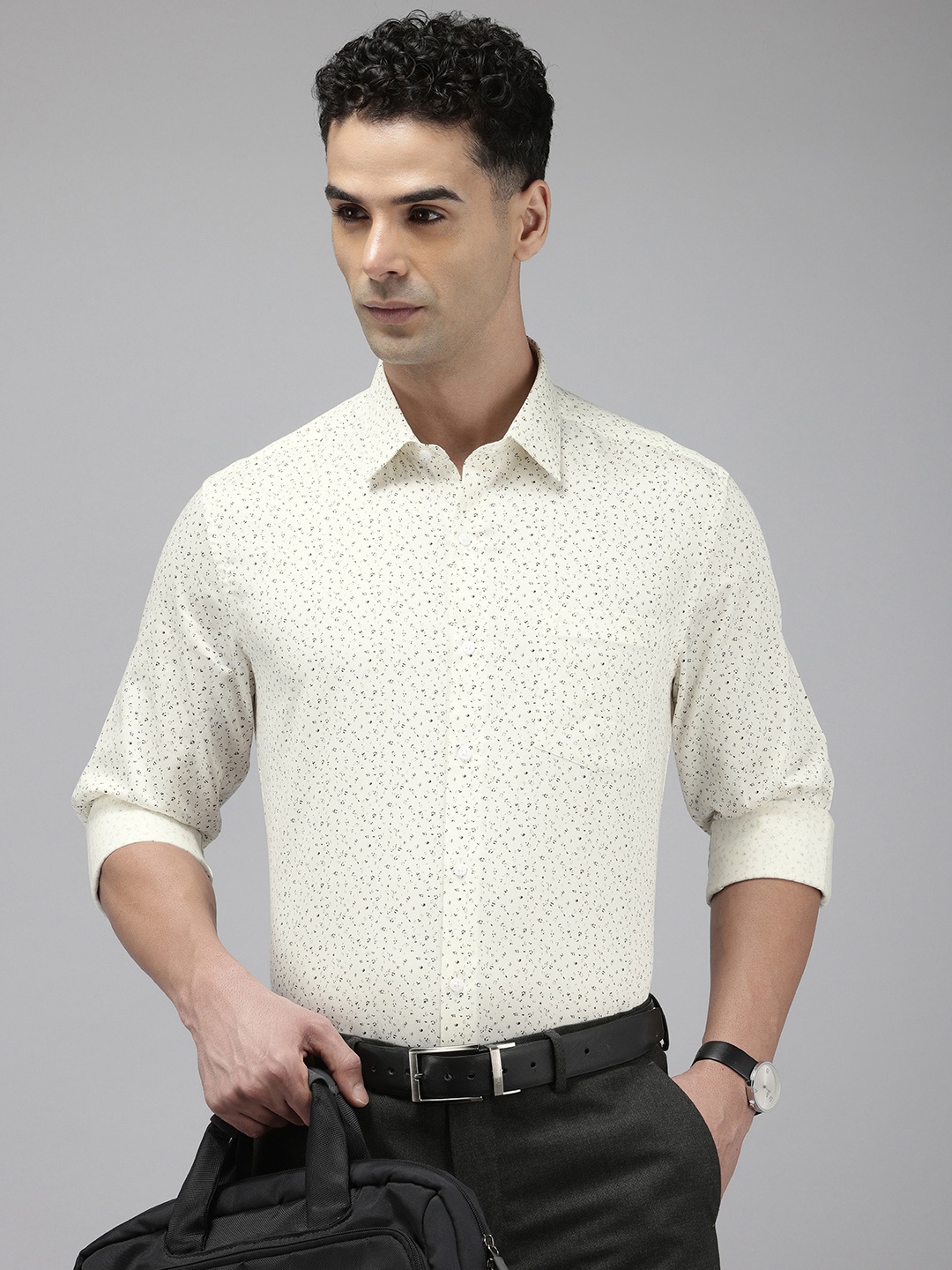 

Arrow Pure Cotton Manhattan Slim Fit Opaque Printed Formal Shirt, Off white