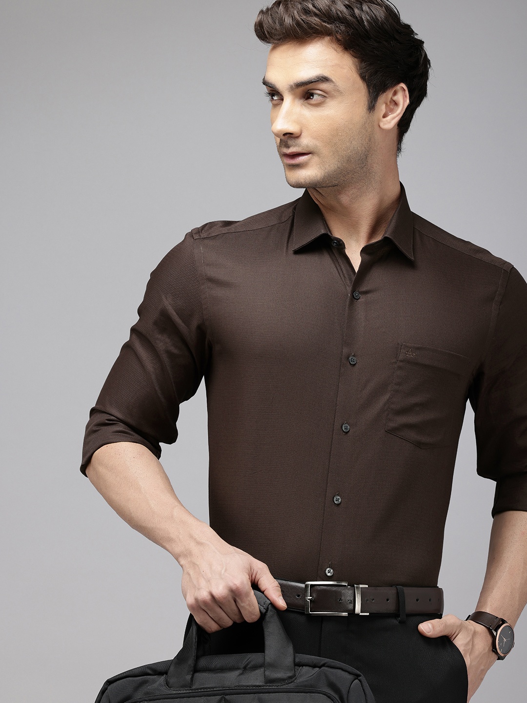 

Arrow Originals Manhattan Slim Fit Textured Pure Cotton Formal Shirt, Brown