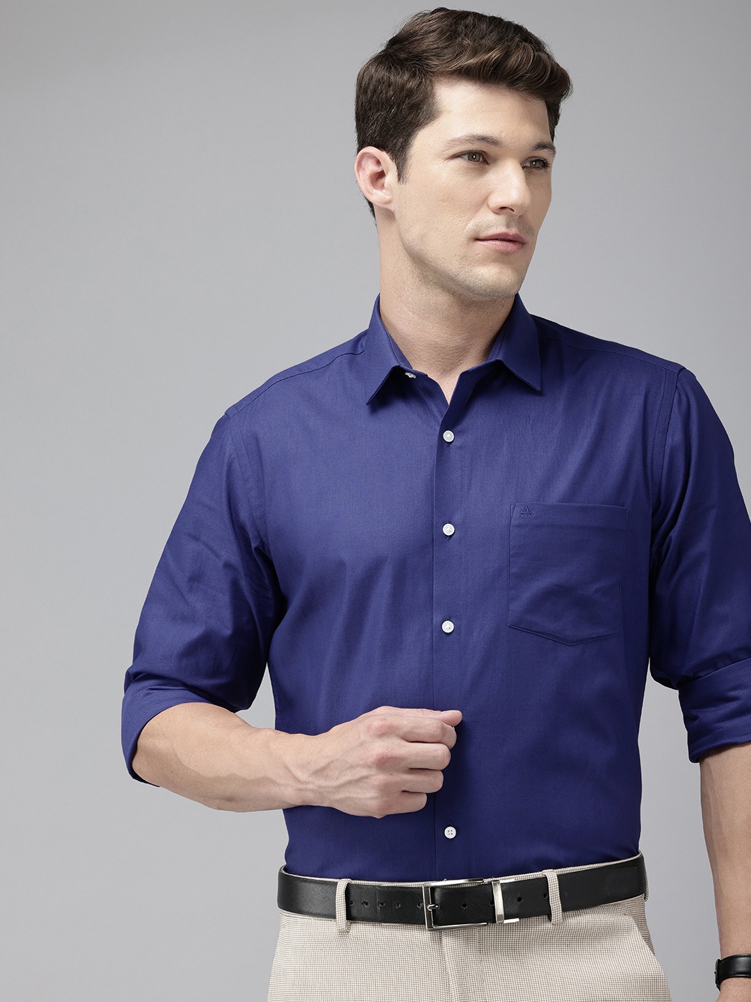 

Arrow Manhattan Slim Fit Self Striped Pure Cotton Formal Shirt, Purple