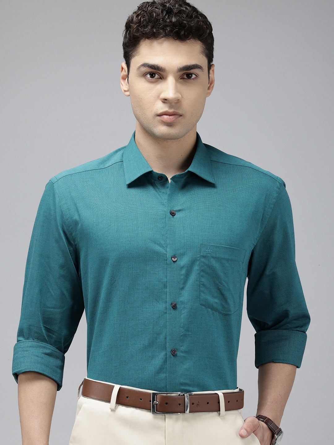 

Arrow Men Manhattan Slim Fit Opaque Formal Shirt, Teal