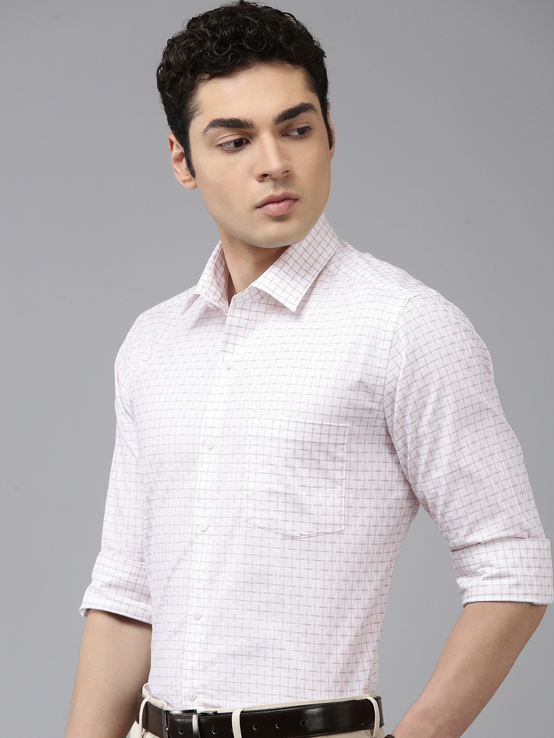 

Arrow Pure Cotton Manhattan Slim Fit Opaque Checked Formal Shirt, White