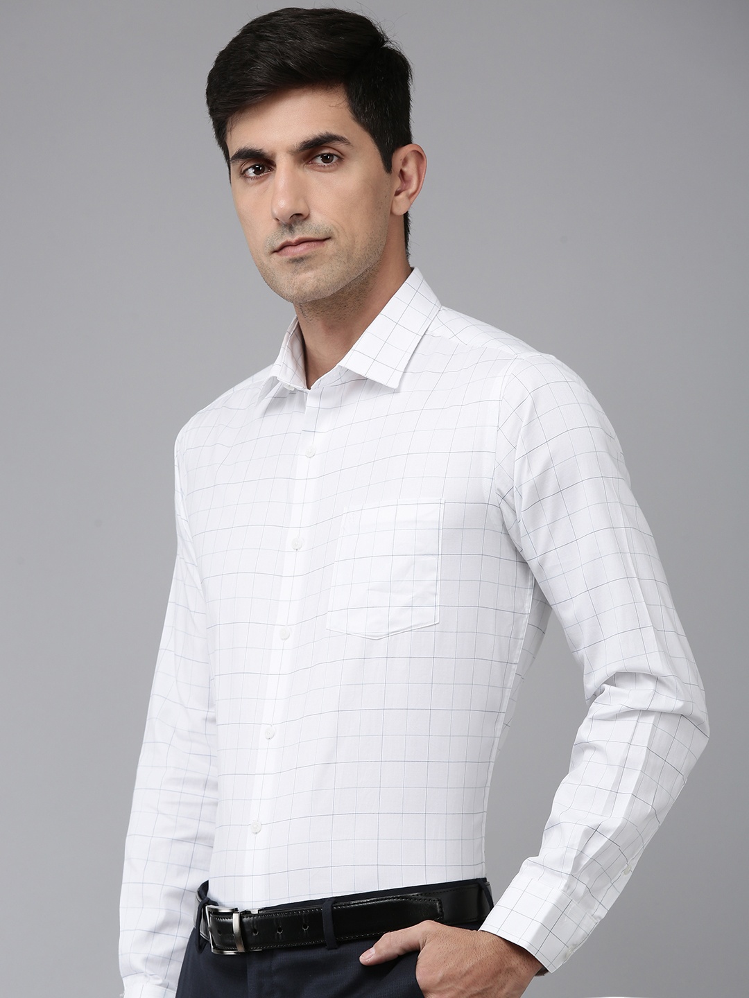 

Arrow Pure Cotton Manhattan Grid Tattersall Checks Slim Fit Opaque Formal Shirt, White