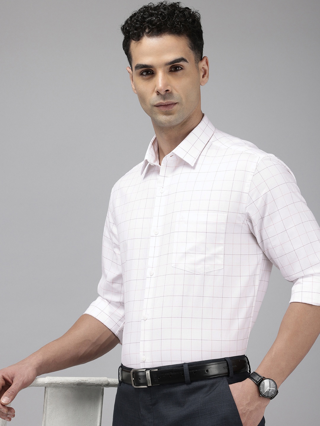 

Arrow Manhattan Windowpane Checked Pure Cotton Formal Shirt, White