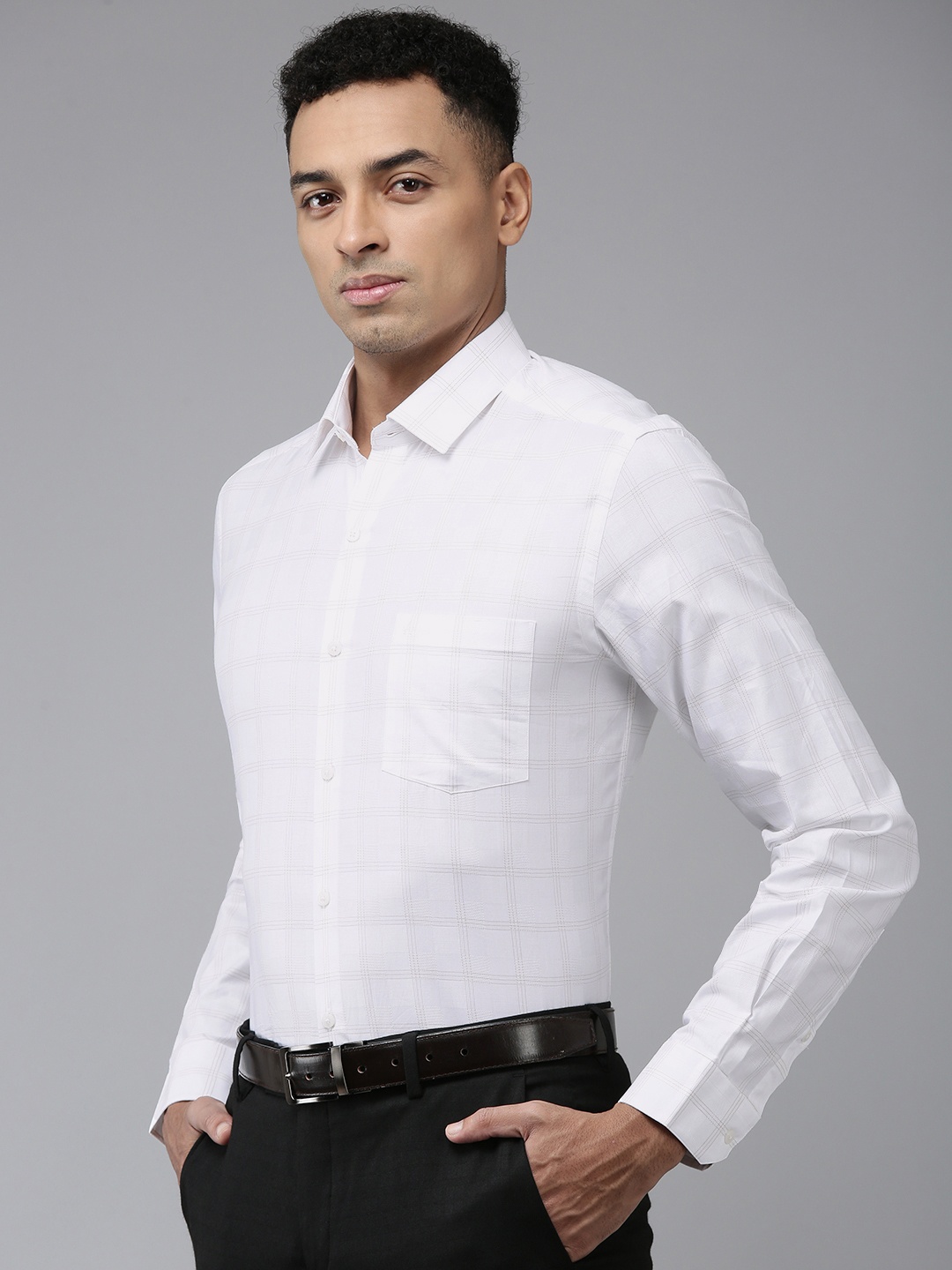 

Arrow Pure Cotton Manhattan Slim Fit Tartan Checked Textured Formal Shirt, White