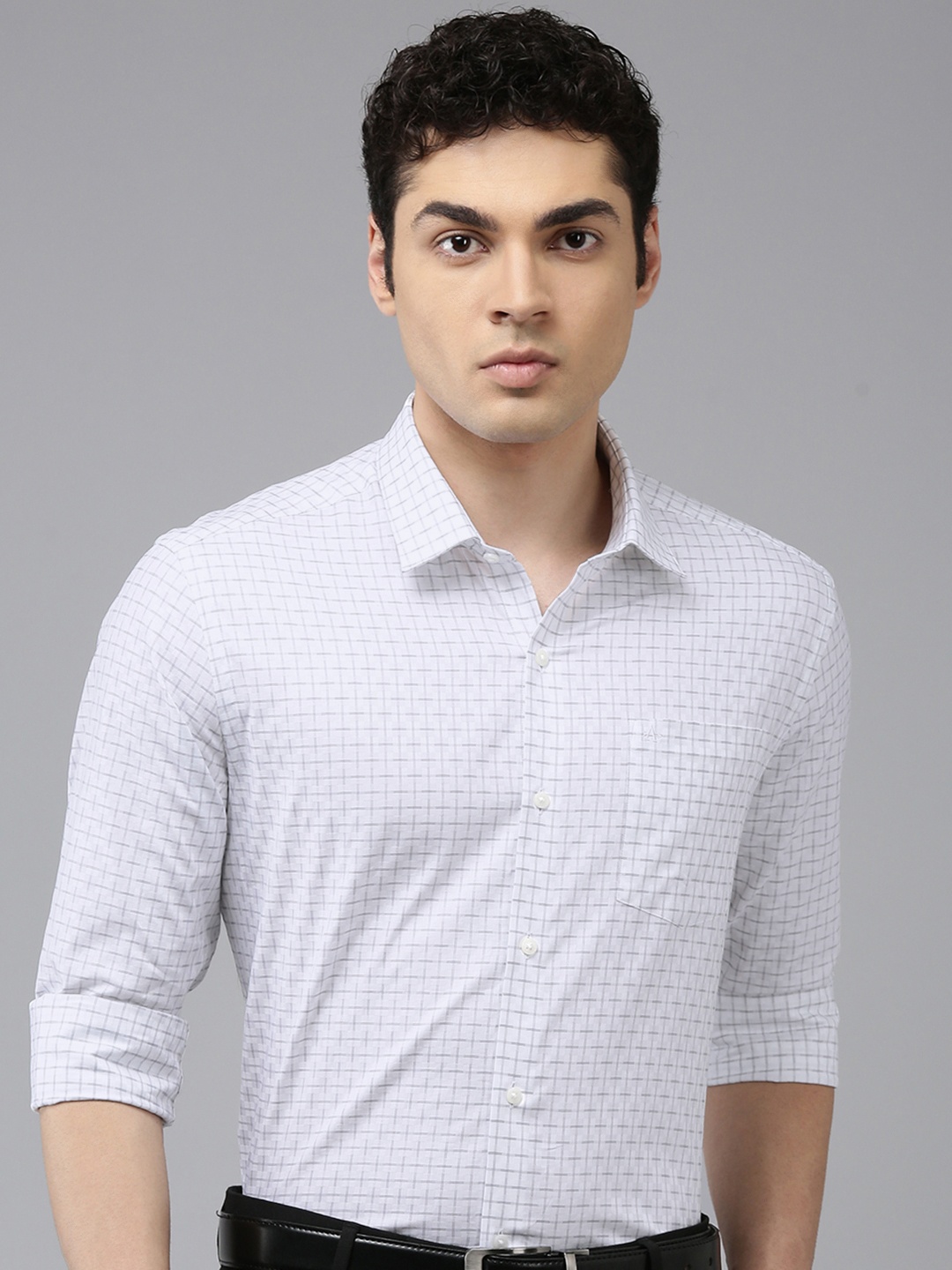 

Arrow Pure Cotton Manhattan Slim Fit Opaque Checked Formal Shirt, White