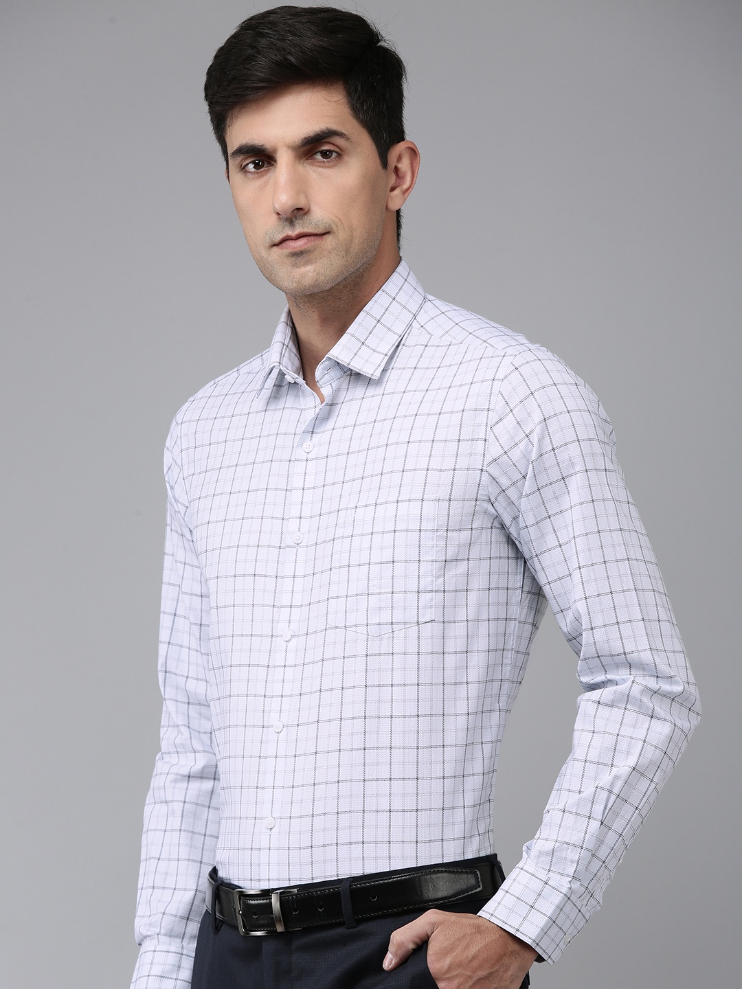 

Arrow Manhattan Slim Fit Checked Pure Cotton Formal Shirt, White