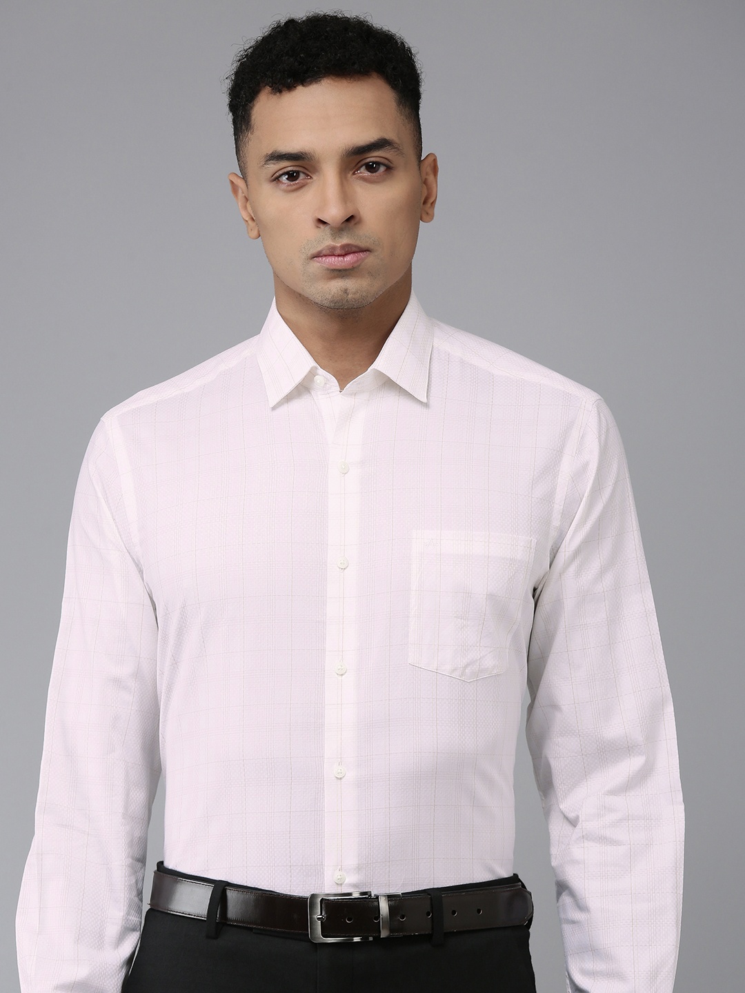 

Arrow Pure Cotton Manhattan Slim Fit Opaque Checked Formal Shirt, Peach