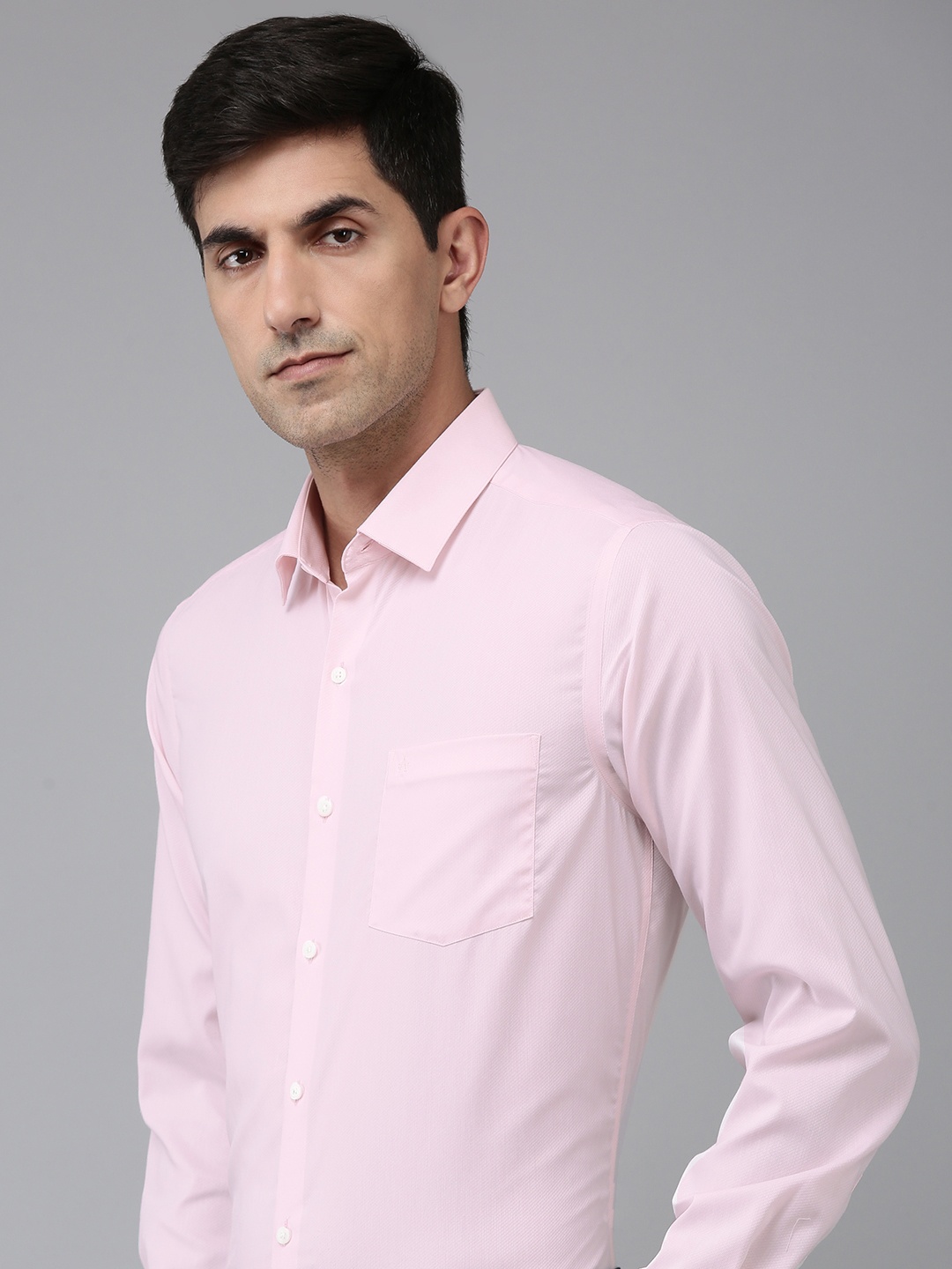 

Arrow Pure Cotton Manhattan Slim Fit Self-Design Textured Formal Shirt, Pink