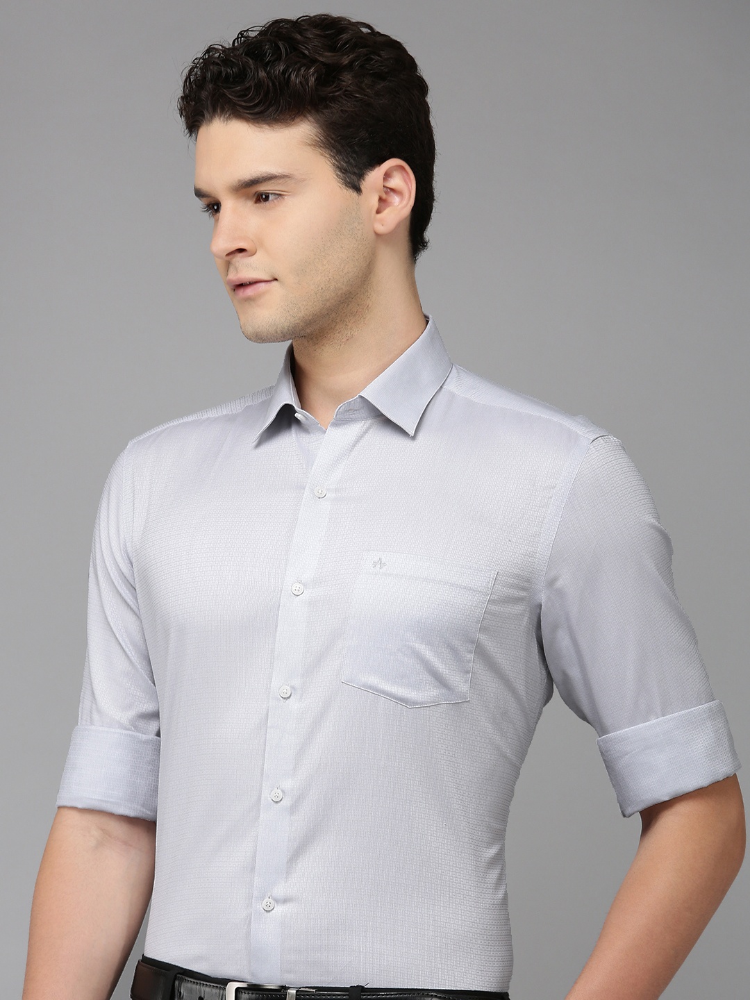 

Arrow Self Design Manhattan Slim Fit Opaque Formal Shirt, Grey