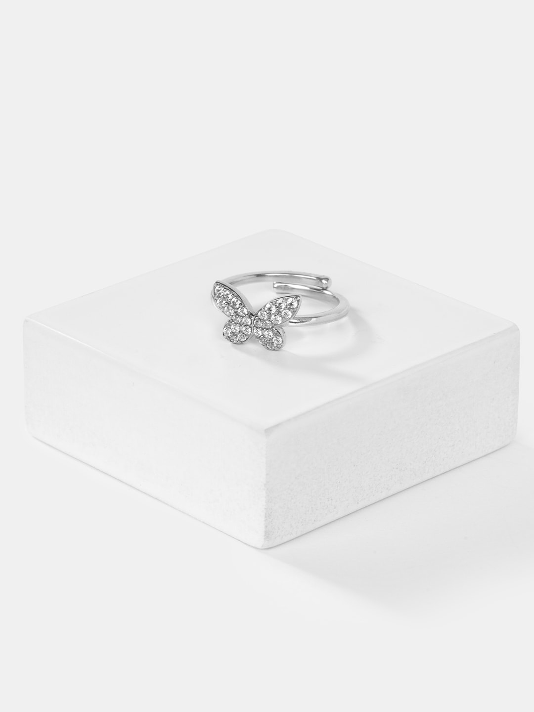 

SHAYA 925 Silver Rhodium-Plated Cubic Zirconia Finger Ring