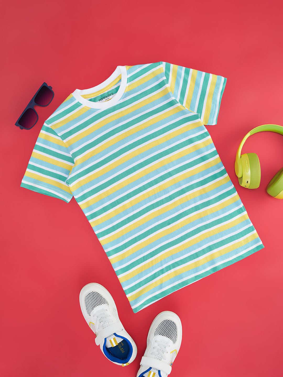 

Pantaloons Junior Boy Striped Round Neck T-shirt, Green