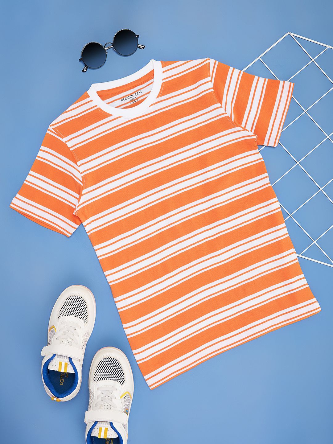 

Pantaloons Junior Boy Striped Round Neck T-shirt, Orange