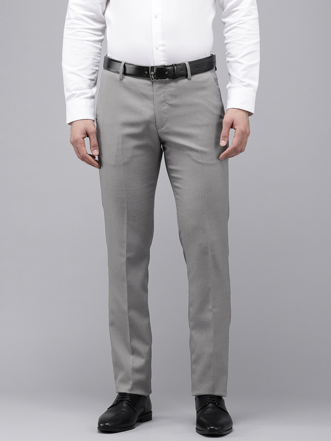 

Arrow Men Self Design Textured Original Tapered Fit Formal Trousers, Grey
