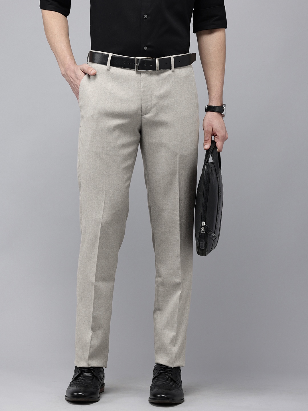 Arrow Men Hudson Tailored Fit Formal Trousers, Grey