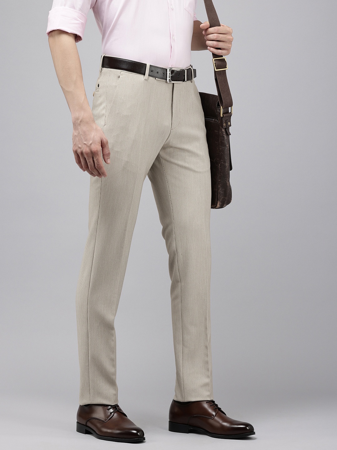 

Arrow Men Textured Hudson Tailored Fit Formal Trousers, Beige