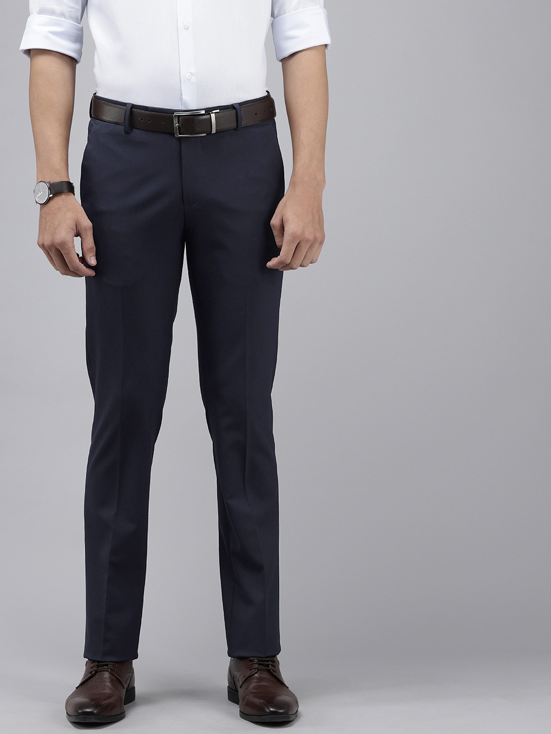 

Arrow Men Tailored Fit Formal Trousers, Navy blue