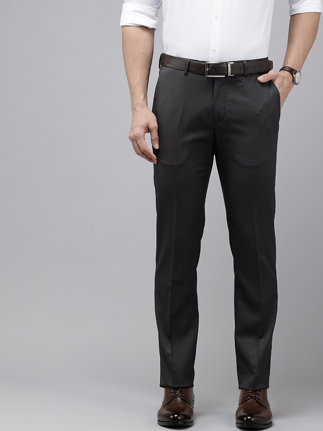 

Arrow Men Textured Hudson Tailored Fit Formal Trousers, Black