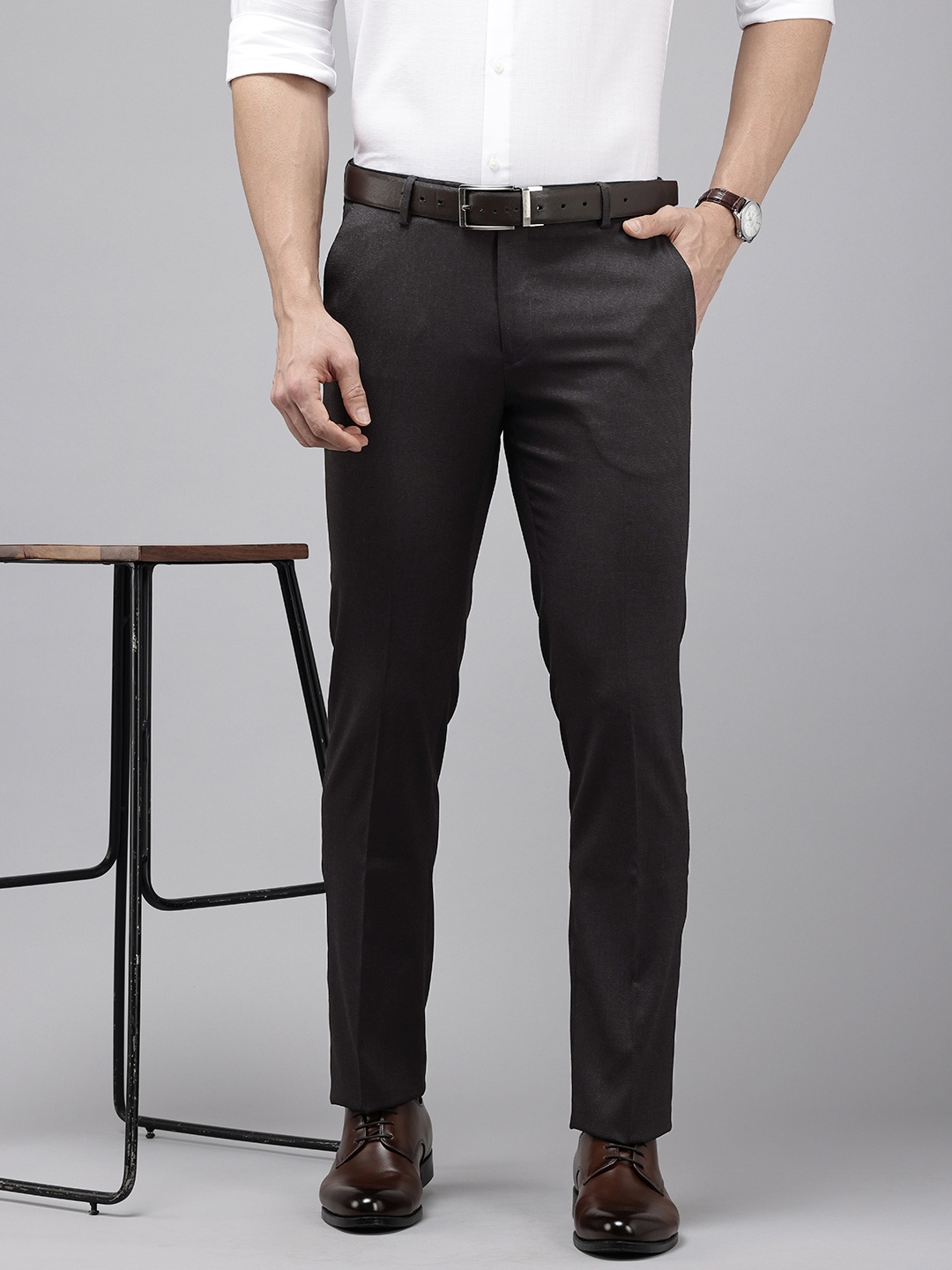 

Arrow Men Textured Hudson Tailored Fit Formal Trousers, Black