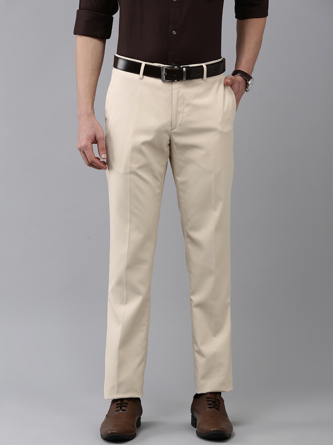 

Arrow Men Original Tapered Fit Formal Trousers, Beige