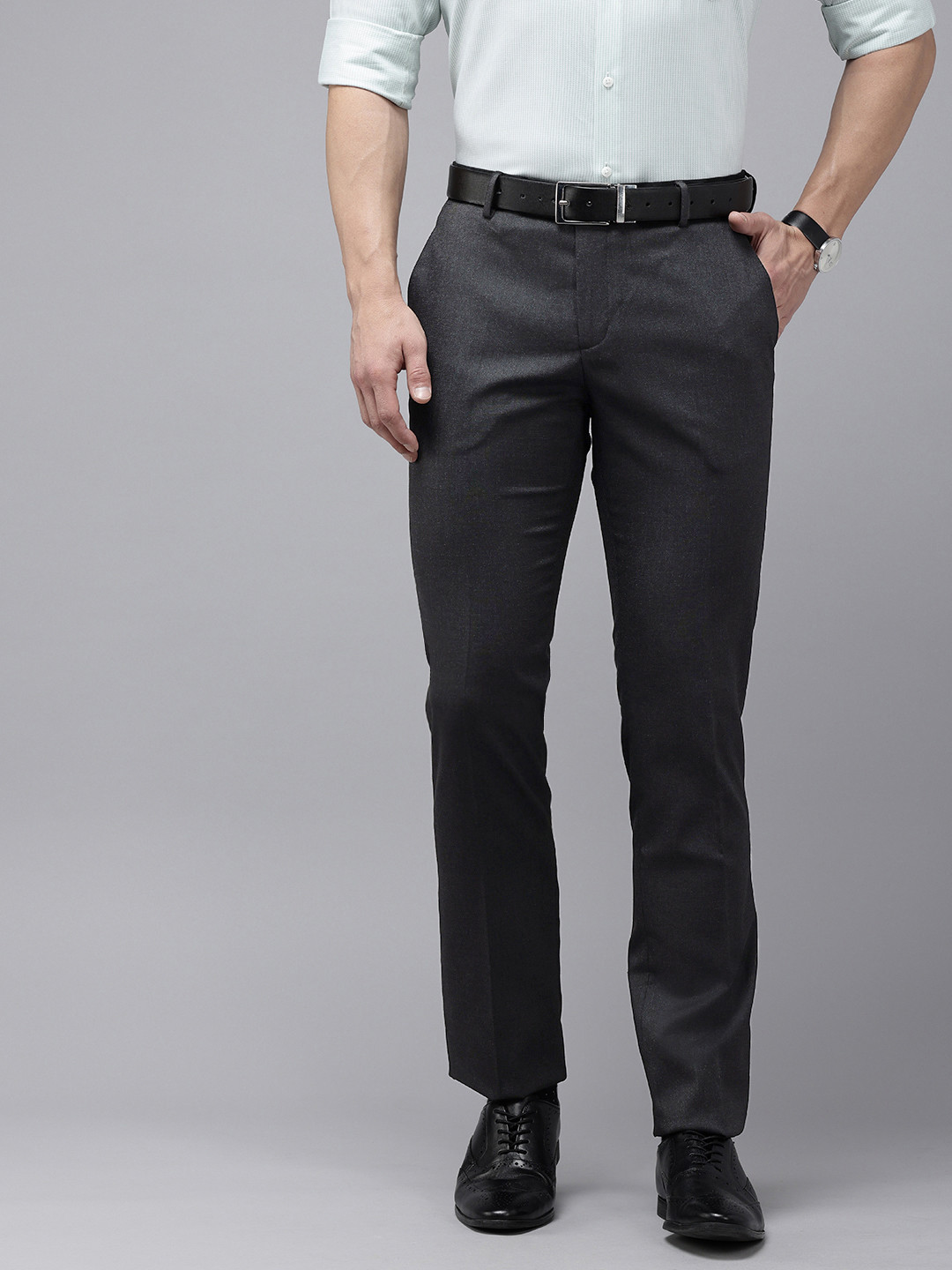 

Arrow Men Hudson Tailored Fit Formal Trousers, Black