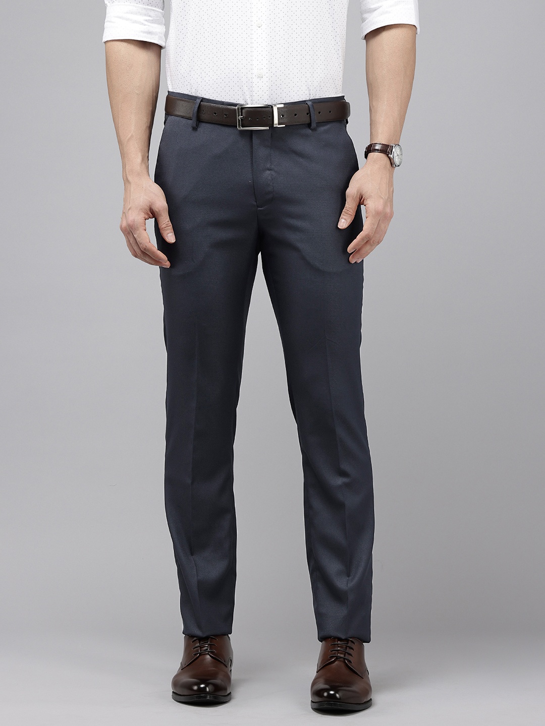 

Arrow Men Textured Hudson Tailored Fit Formal Trousers, Blue