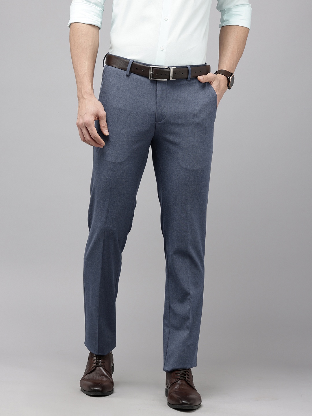 

Arrow Men Originals Hudson Tailored Fit Formal Trousers, Blue