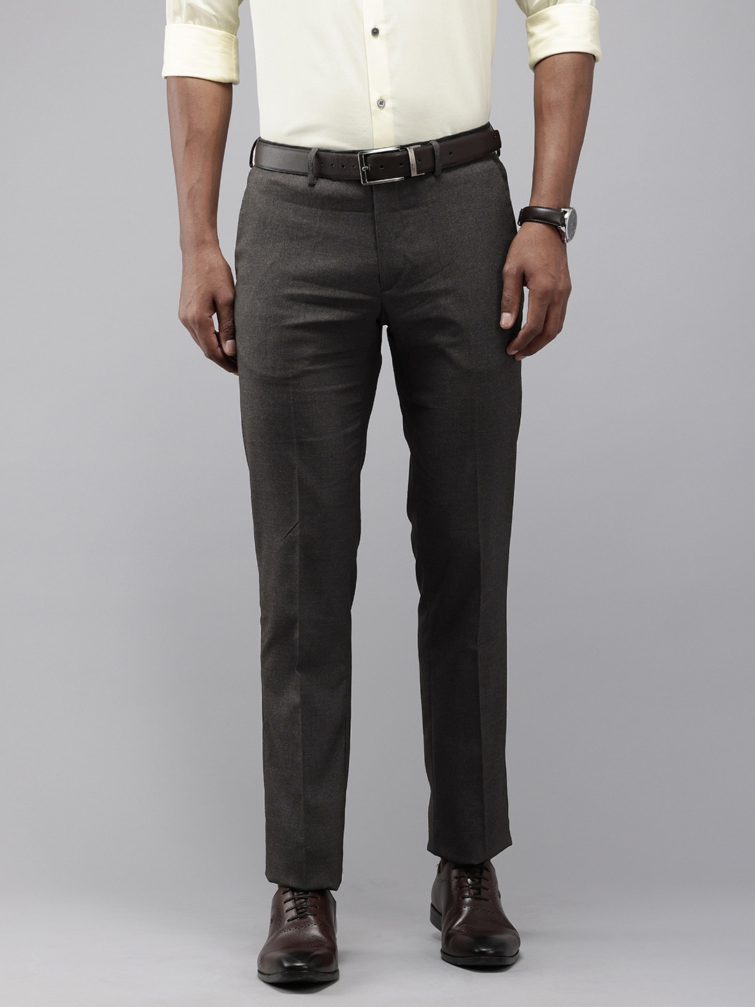

Arrow Men Originals Hudson Tailored Fit Textured Formal Trousers, Grey