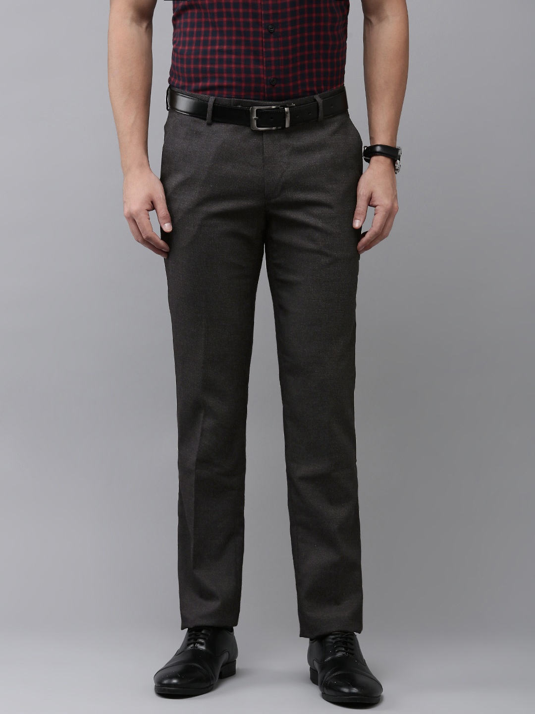 

Arrow Men Textured Original Tapered Fit Formal Trousers, Black