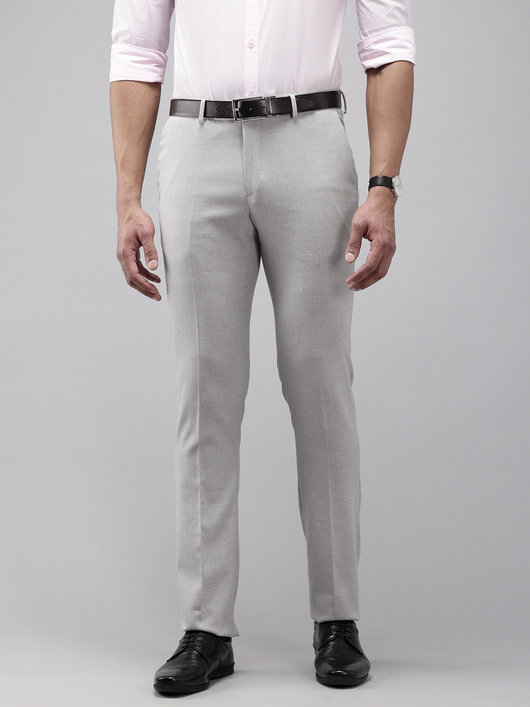 

Arrow Men Textured Tailored Fit Formal Trousers, Grey
