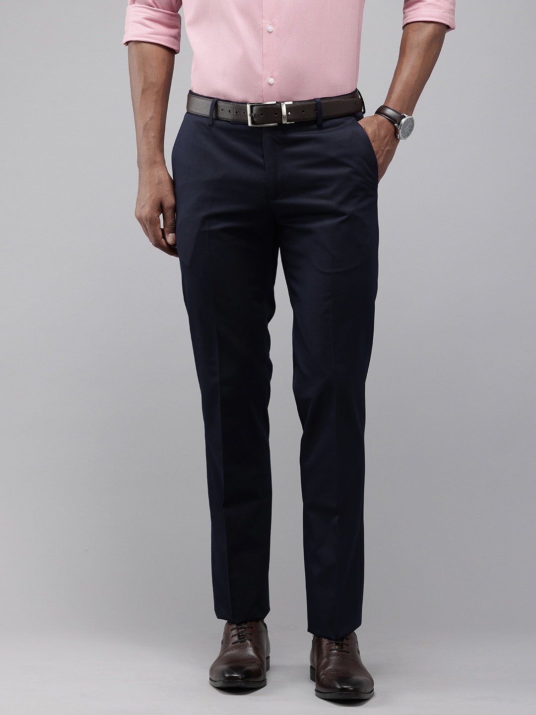 

Arrow Men Originals Hudson Tailored Fit Formal Trousers, Navy blue