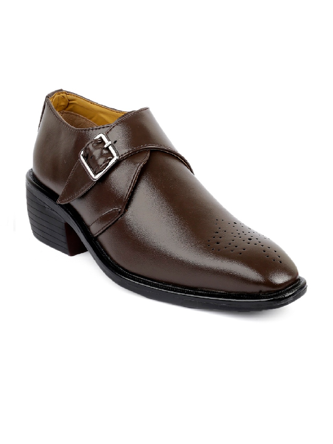 

Bxxy Men Textured Round Toe Monks, Brown