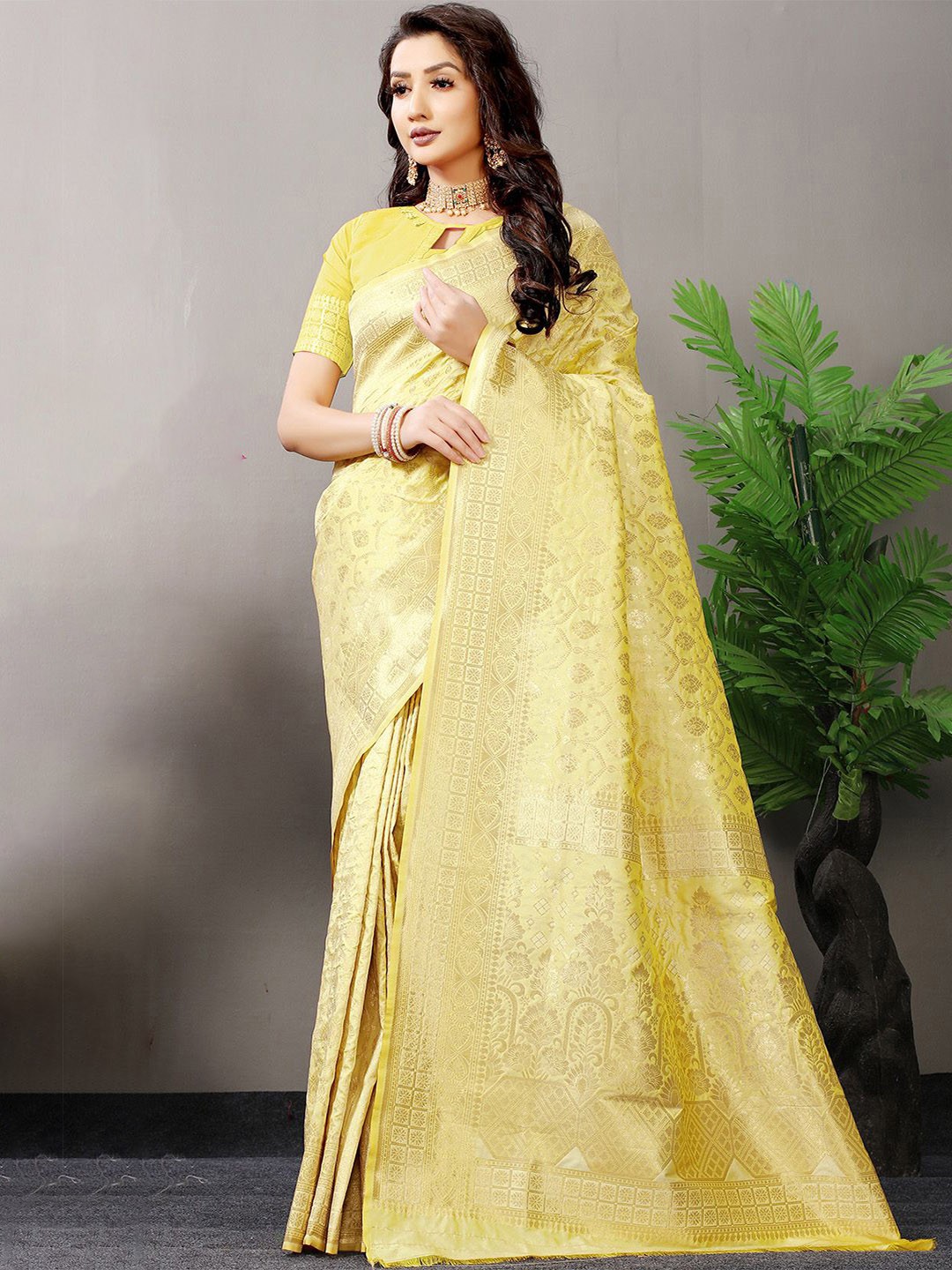 

Anouk Woven Design Zari Paithani Saree, Yellow