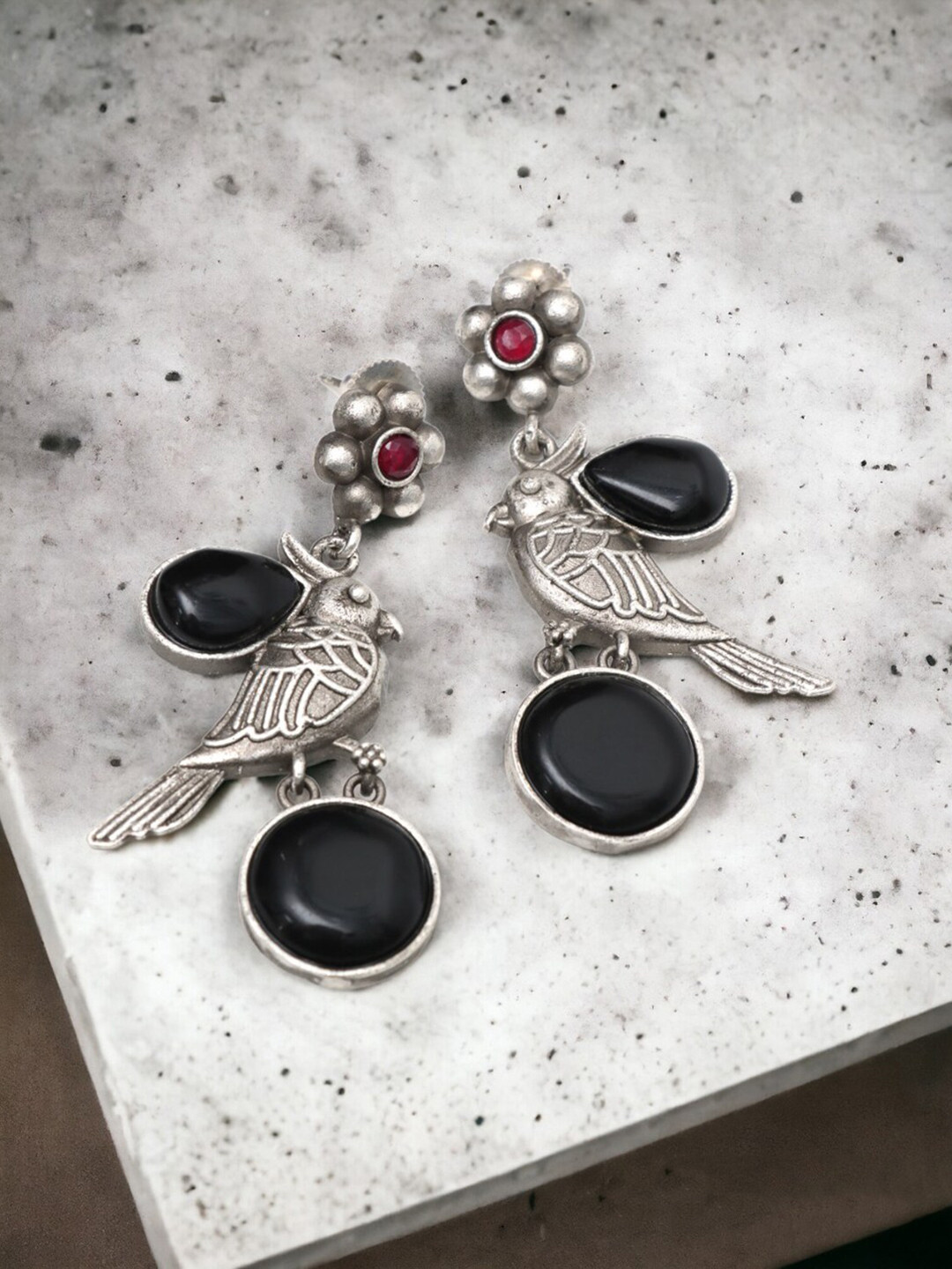 

Ozanoo Silver-Plated Crystals Contemporary Drop Earrings