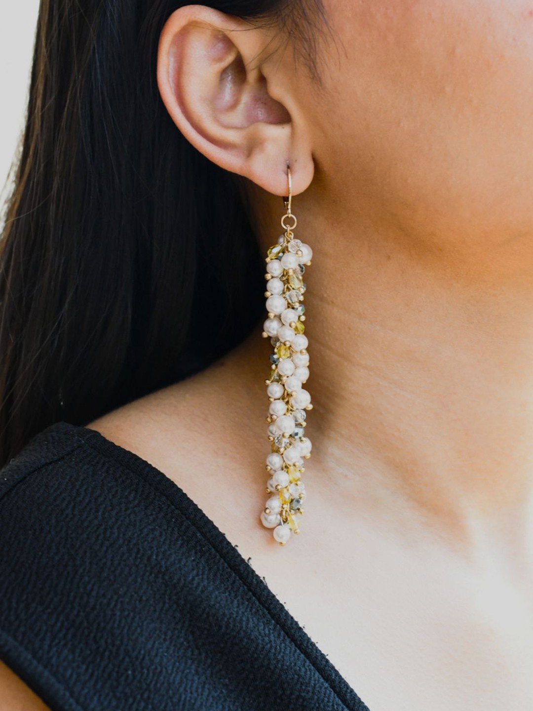 

ISHKAARA Gold Plated Pearl Beaded Contemporary Drop Earrings