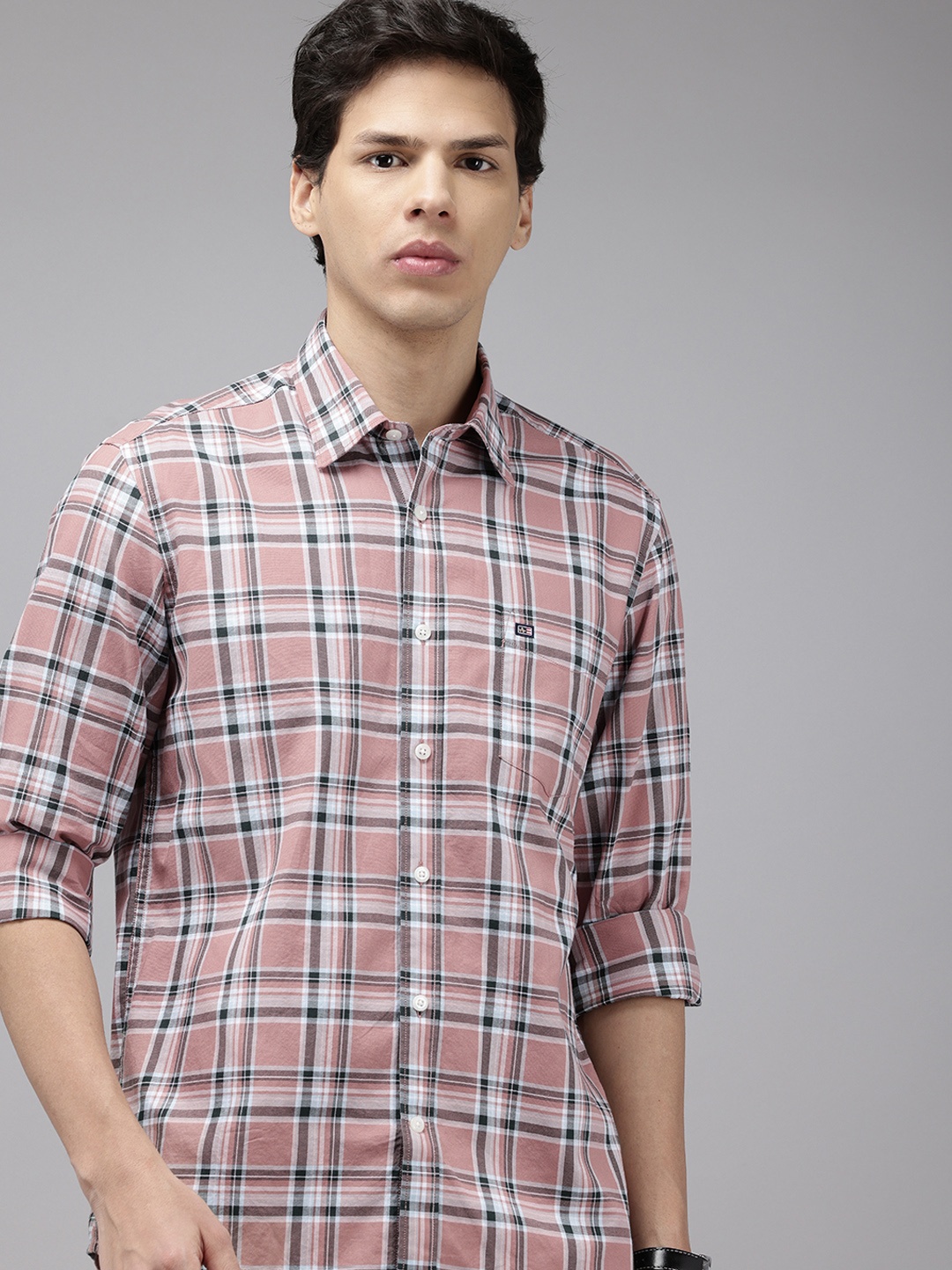 

Arrow Sport Manhattan Slim Fit Tartan Checks Pure Cotton Casual Shirt, Rose
