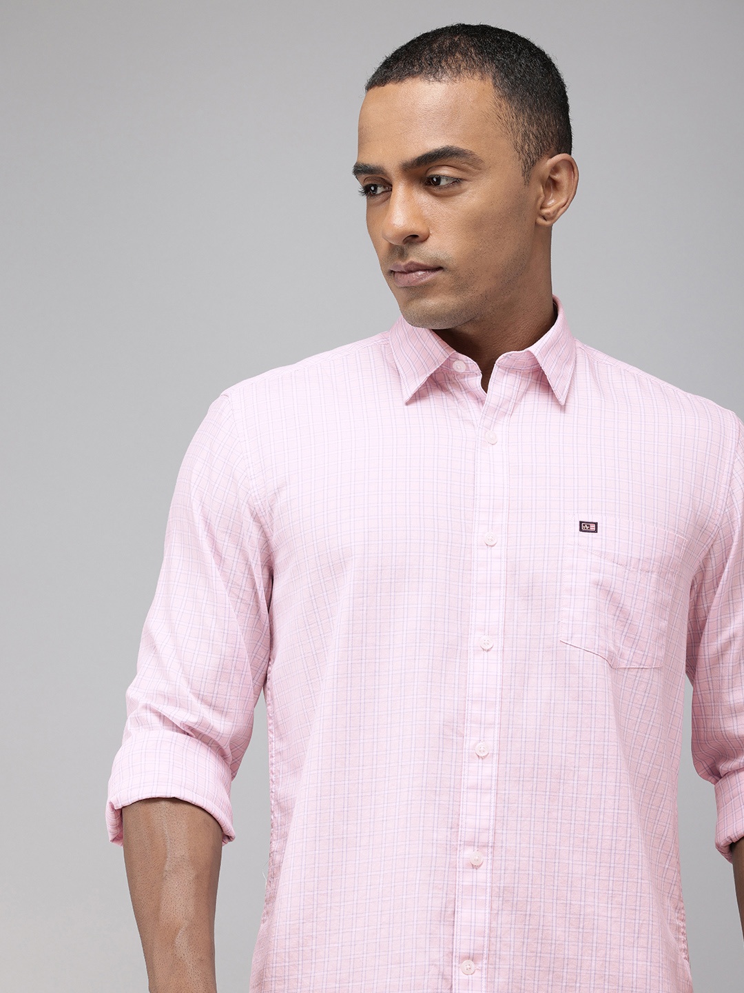 

Arrow Sport Pure Cotton Manhattan Slim Fit Checked Casual Shirt, Pink