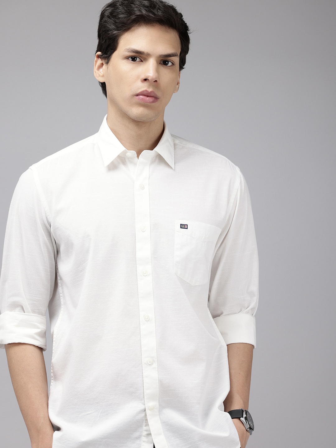 

Arrow Sport Pure Cotton Manhattan Slim Fit Casual Shirt, Off white