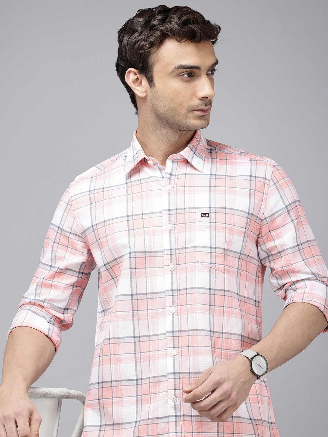 

Arrow Sport Manhattan Slim Fit Checked Pure Cotton Casual Shirt, Pink