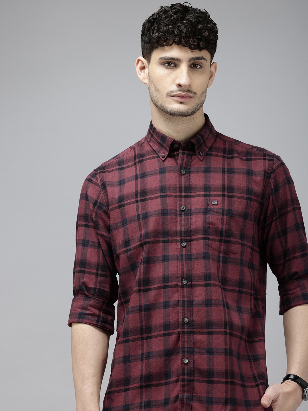 

Arrow Sport Checked Slim Fit Pure Cotton Opaque Casual Shirt, Red